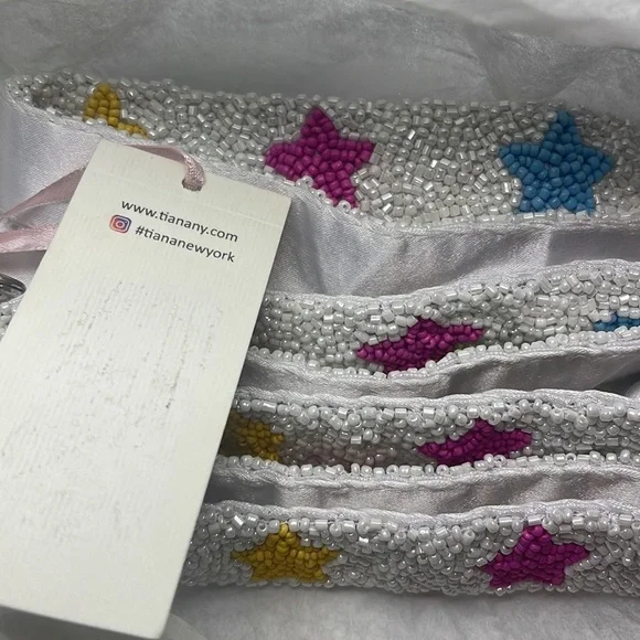 NWT Tiana Designs Ny Beaded Square Crossbody Rainbow Rolling Stones Purse Bag - Picture 9 of 15